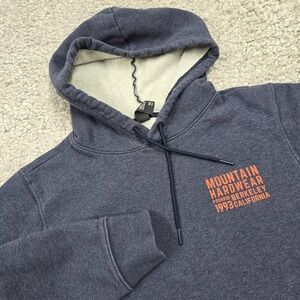 Mountain Hardwear Sweater Mens Medium Blue Hooded‎ Pullover Long Sleeve Pockets